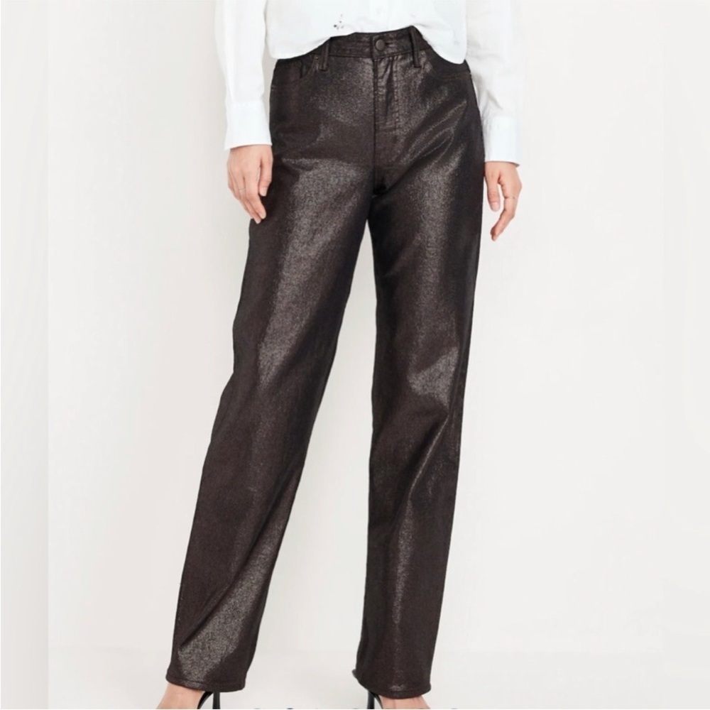 Old Navy O.G. Loose Loose High Rise Black Shine Jeans